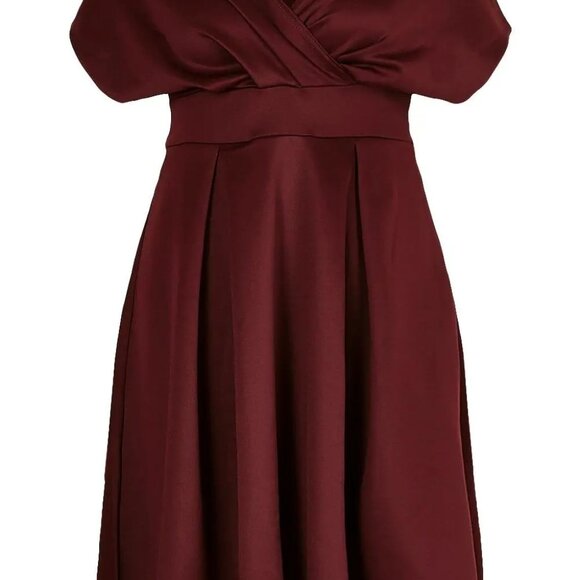 Boohoo Plus Off The Shoulder Wrap Midi Dress 22 - Picture 7 of 8